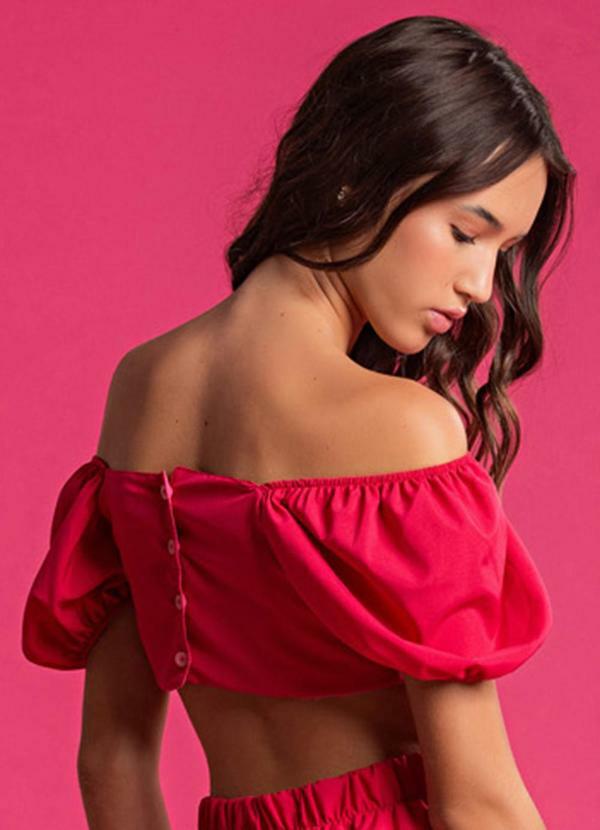 Choyee - Cropped Corset com Mangas Rosa 2