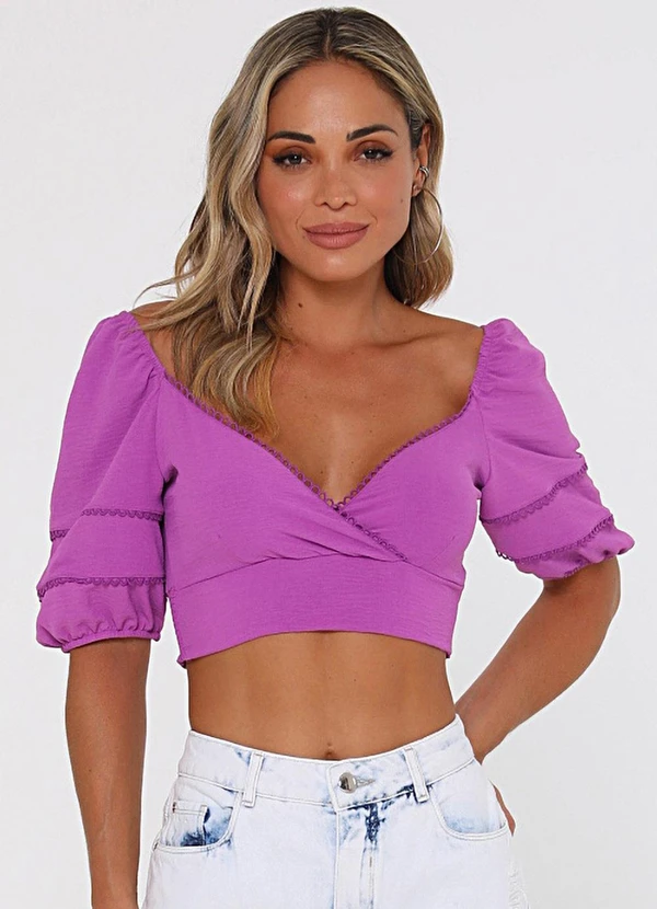 Outlet - Cropped Cortica Roxo