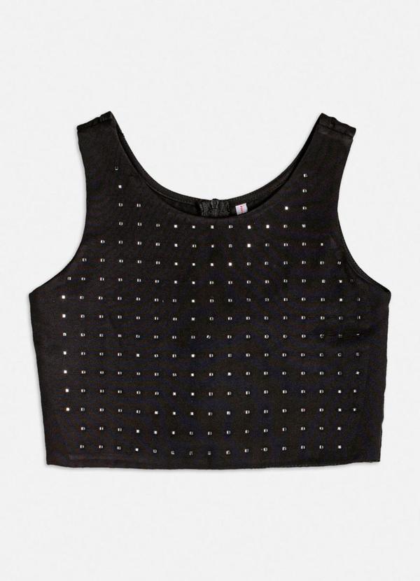 Authoria - Cropped de Alfaiataria com Pedrarias Preto