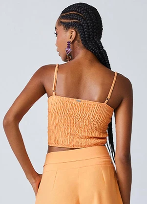 Authoria - Cropped de Alfaiataria com Pregas Laranja - AUTHORIA