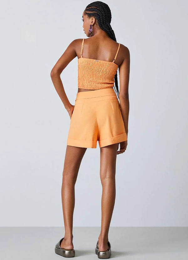 Authoria - Cropped de Alfaiataria com Pregas Laranja 4