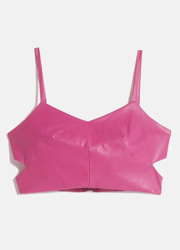 Authoria - Cropped de Fake Leather Fúcsia Rosa 5