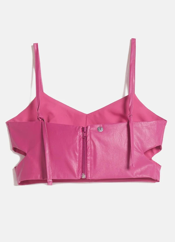 Authoria - Cropped de Fake Leather Fúcsia Rosa 6