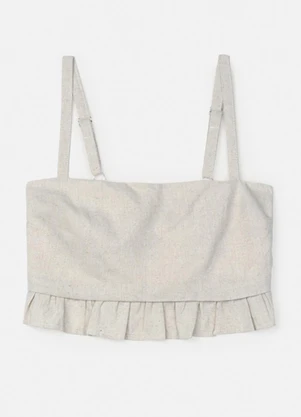 Authoria - Cropped de Linho Cru com Babados Branco - AUTHORIA