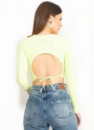 Colcci - Cropped de Malha Canelada Verde - COLCCI