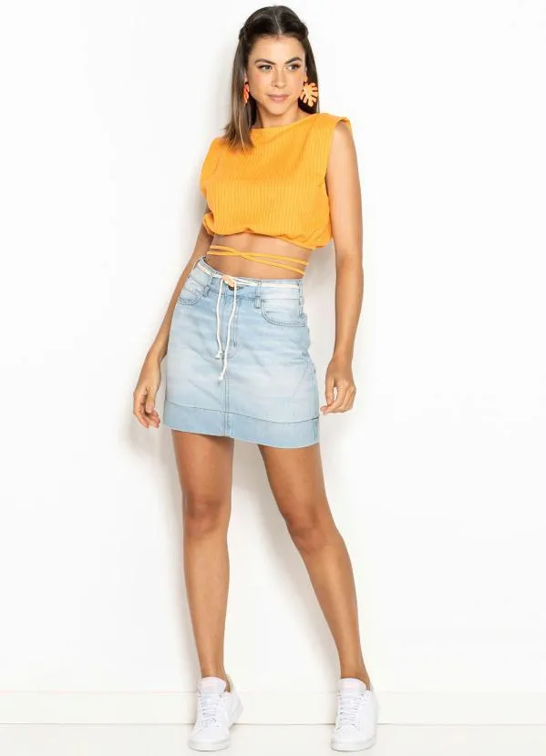 Colcci - Cropped de Malha com Amarração Laranja 3