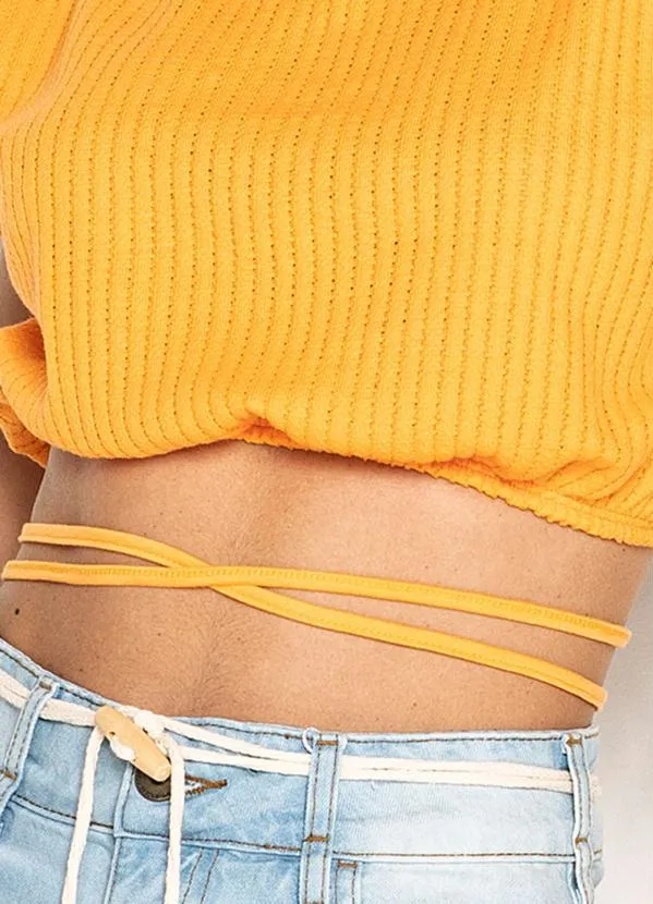 Colcci - Cropped de Malha com Amarração Laranja 6