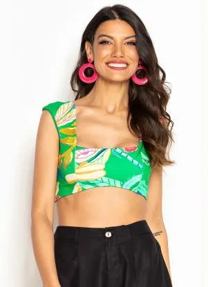 Colcci - Cropped de Malha Estampado Verde - COLCCI