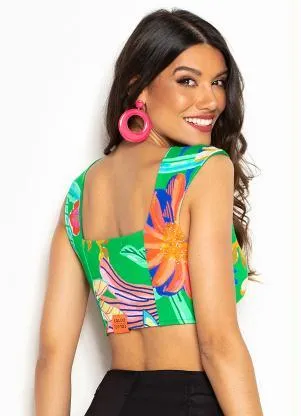 Colcci - Cropped de Malha Estampado Verde - COLCCI