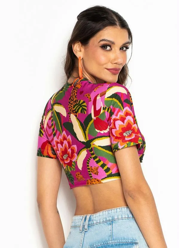 Farm - Cropped de Malha Mergulho da Onça Rosa 2