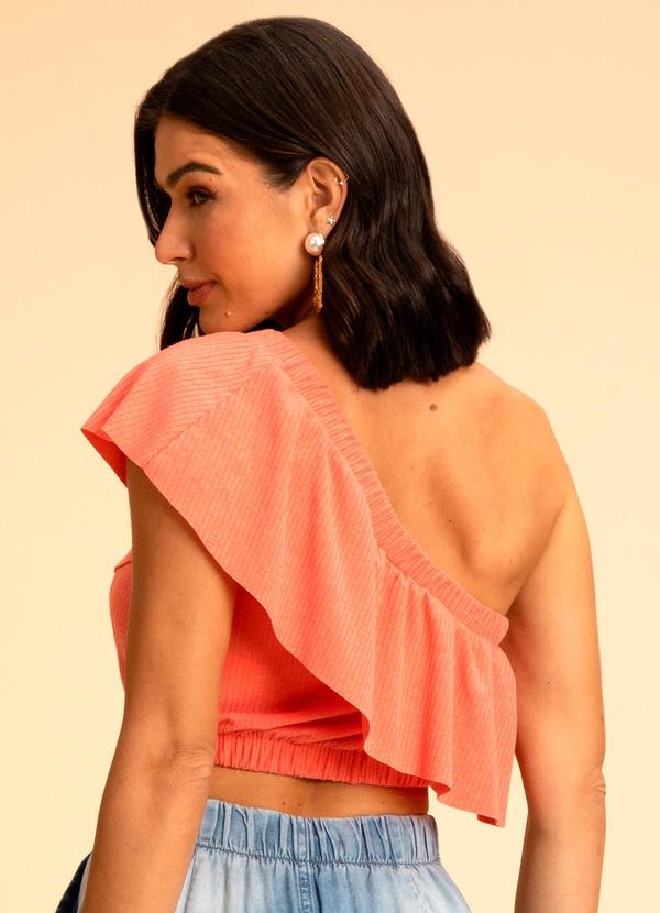 Doce Trama - Cropped de Manga Curta Ribana Canelada Rosa 2