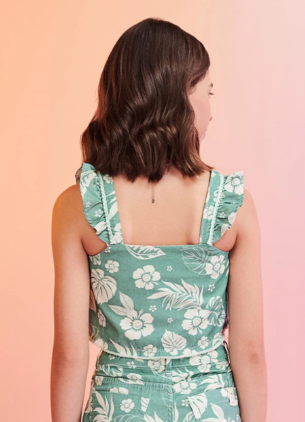 I Am - Cropped de Sarja Folhagem Verde 2