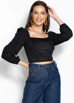 Forum - Cropped de Suede Preto - FORUM