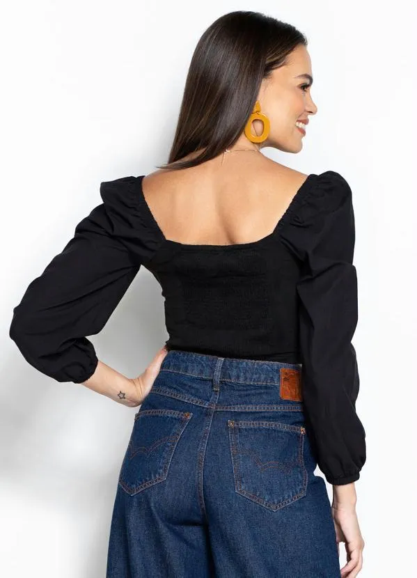 Forum - Cropped de Suede Preto 2