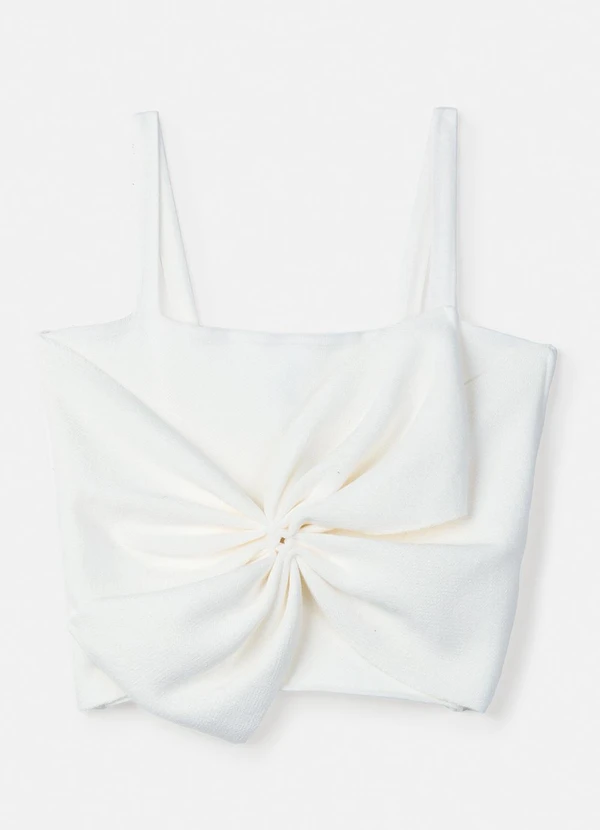 Authoria - Cropped de Tricot com Laço Off White 5