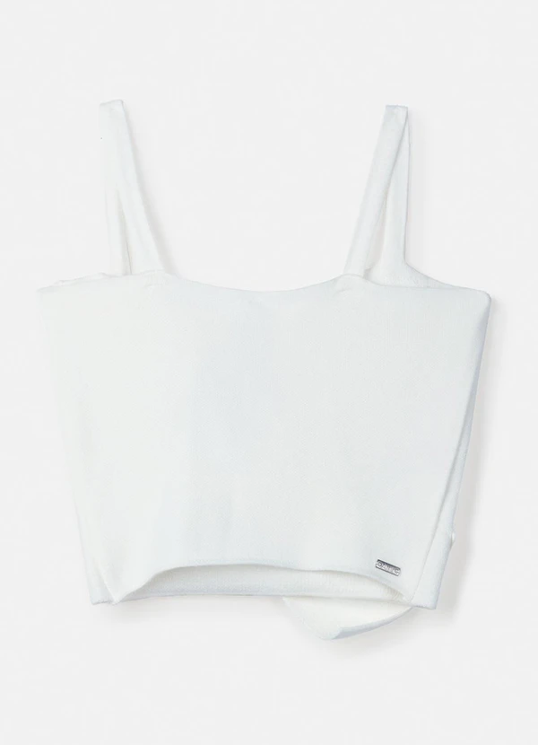 Authoria - Cropped de Tricot com Laço Off White 6
