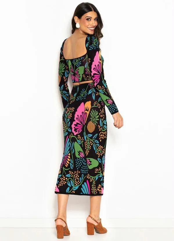 Farm - Cropped de Tricot Manga Longa Borboletário Preto 4