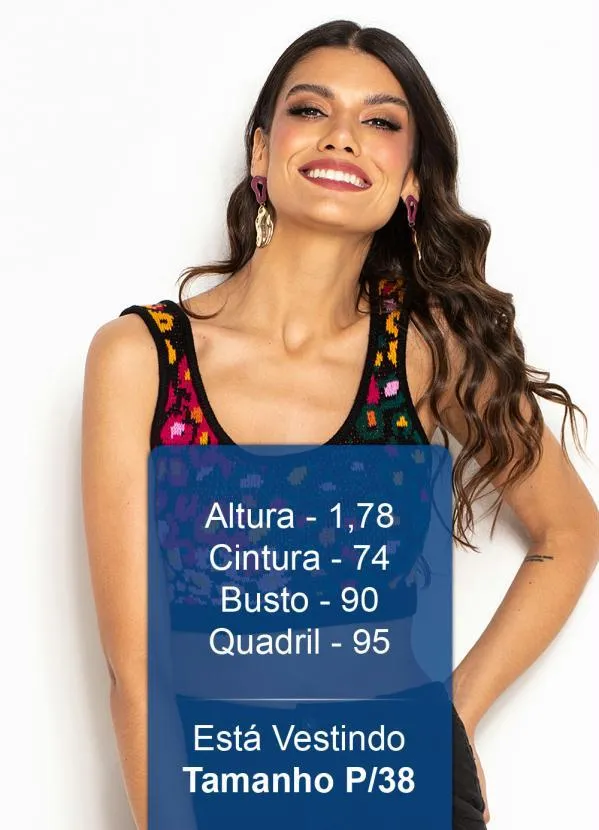 Farm - Cropped de Tricot Oncinha Flor de Banana Preto 5