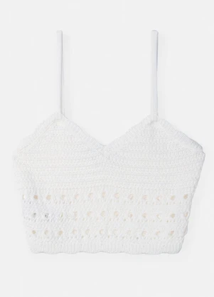 Authoria - Cropped de Tricot Rendado Off White - AUTHORIA