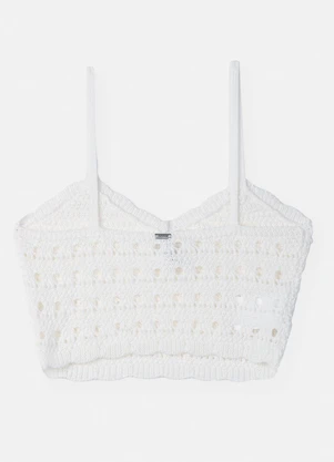 Authoria - Cropped de Tricot Rendado Off White - AUTHORIA