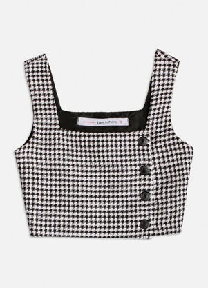 Authoria - Cropped de Tweed Pied Poule Preto - AUTHORIA