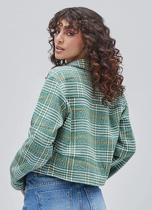 Authoria - Cropped de Tweed Xadrez Verde - AUTHORIA