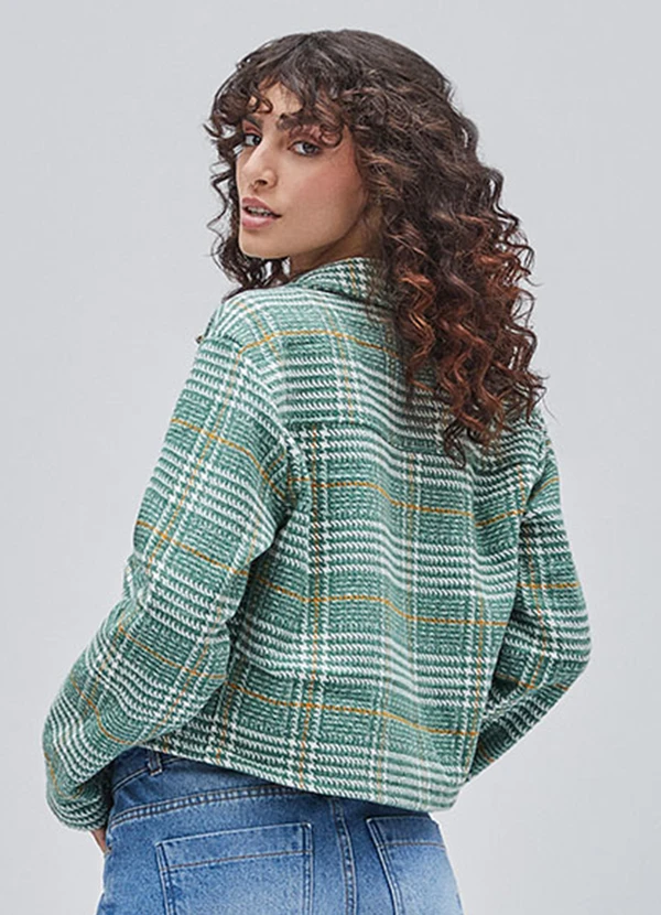 Authoria - Cropped de Tweed Xadrez Verde 2