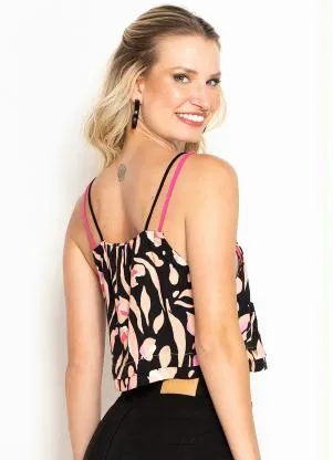 Maria Filó - Cropped de Viscose Estampa Maracaja Preto - MARIA FILÓ