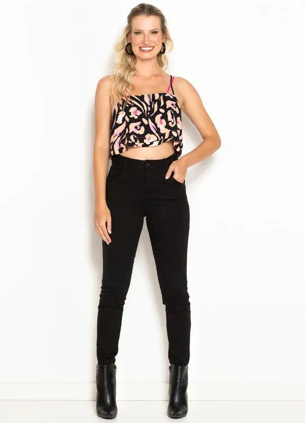 Maria Filó - Cropped de Viscose Estampa Maracaja Preto 3