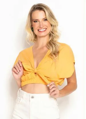 Colcci - Cropped de Viscose Laranja - COLCCI