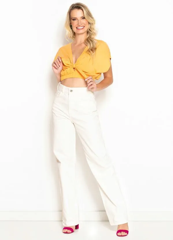 Colcci - Cropped de Viscose Laranja 3