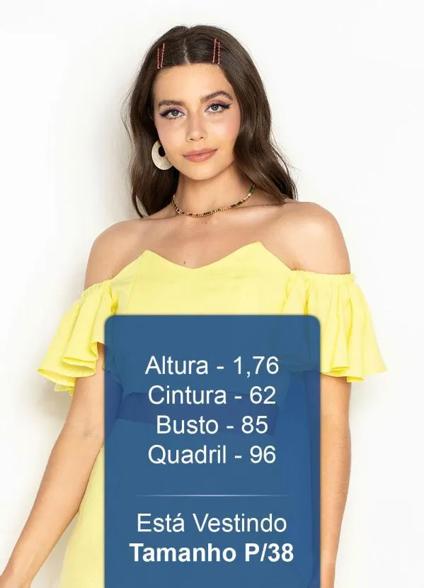 Maria Filó - Cropped de Viscose Manga Babado Amarelo 5