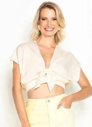 Colcci - Cropped de Viscose Off White - COLCCI