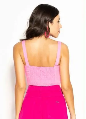 Hering - Cropped de Viscose Rosa - HERING