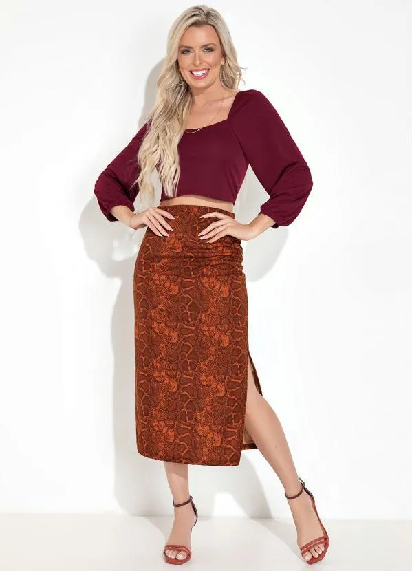 Moda Pop - Cropped Decote Ombro a Ombro Bordô 3