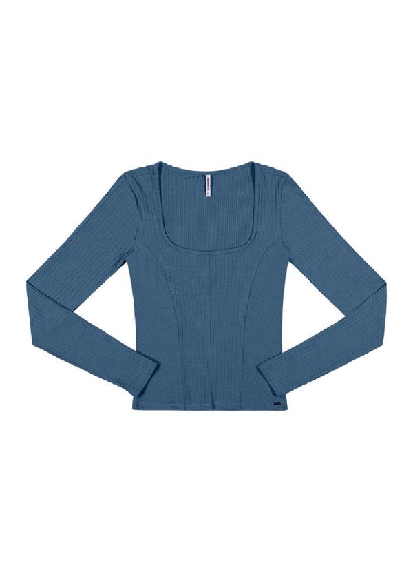 Rezzato - Cropped Decote Quadrado Feminino Azul