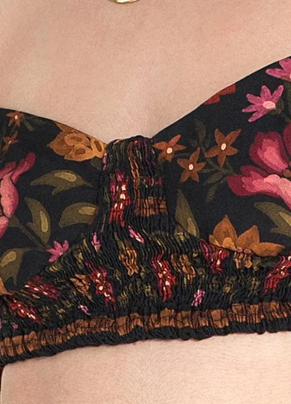 Farm - Cropped Delicadeza de Arara Viscose Preto 7