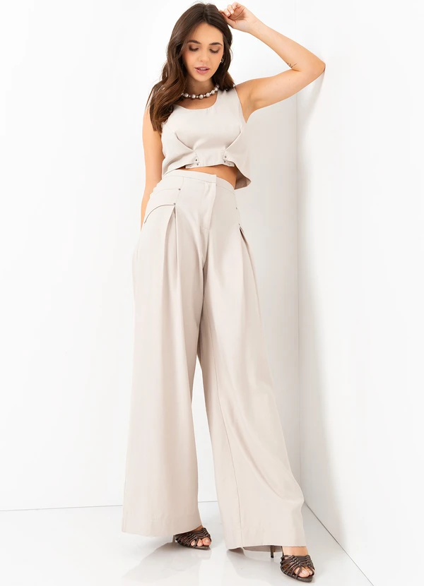 Mob - Cropped Dobradura com Tachas Bege 9