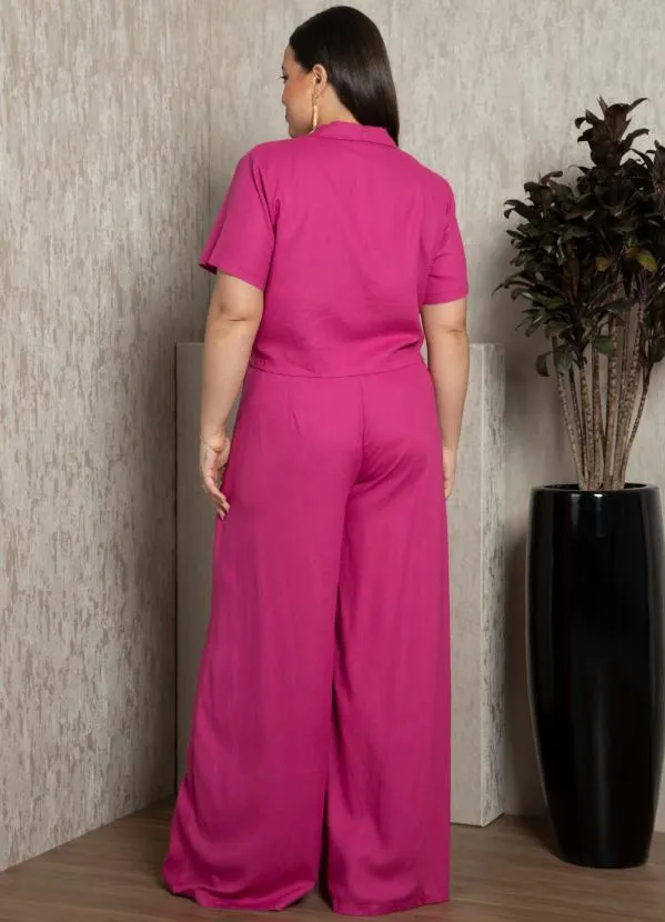 Quintess - Cropped em Linho Pink com Bolsos 9