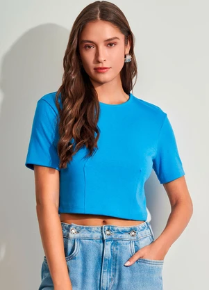 Sofie - Cropped em Malha Bodycon Azul - SOFIE