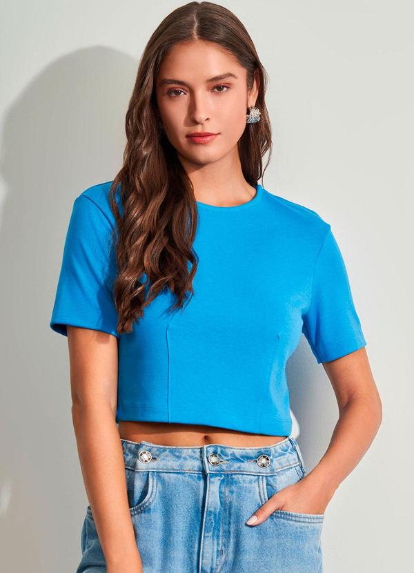 Sofie - Cropped em Malha Bodycon Azul