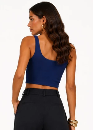 Infinita Cor - Cropped em Ribana Viscose Azul - INFINITA COR