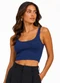 Infinita Cor - Cropped em Ribana Viscose Rosa - variação: Azul