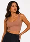 Infinita Cor - Cropped em Ribana Viscose Rosa - variação: Marrom
