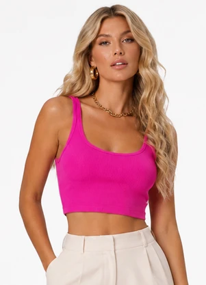 Infinita Cor - Cropped em Ribana Viscose Rosa - INFINITA COR