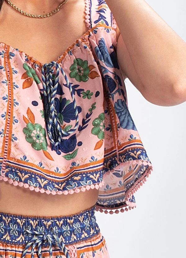 Farm - Cropped em Viscose Mare Rosa 6