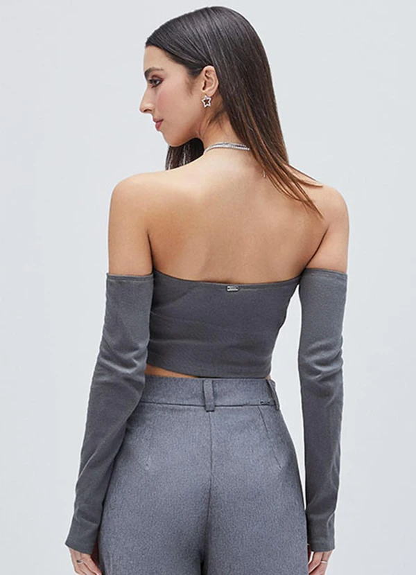 Authoria - Cropped Essential Cinza Cinza 2