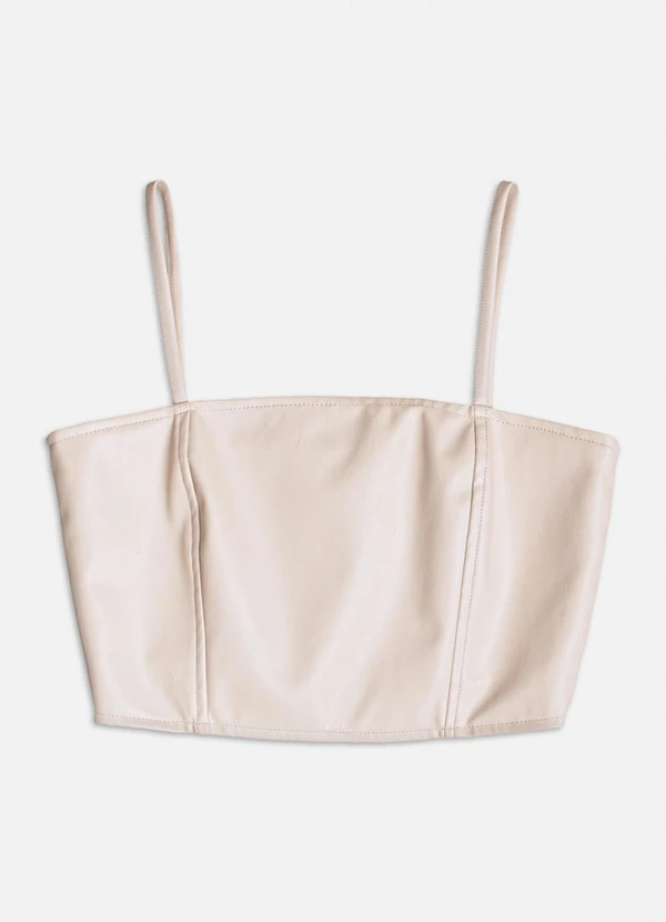 Authoria - Cropped Fake Leather Creme Bege