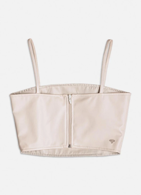 Authoria - Cropped Fake Leather Creme Bege 2