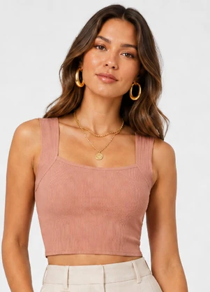 Infinita Cor - Cropped Feminino de Ribana Marrom - INFINITA COR